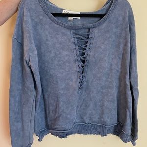 Vintage Havana lace up destressed sweatshirt